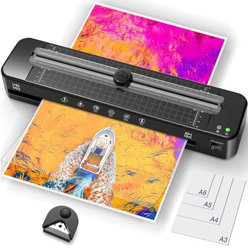 Plastificadora A3 con sistema antiatascos de ABS con 30 hojas para A3 A4 A5 A6 Laminadora en frío versátil para oficina, hogar y escuela