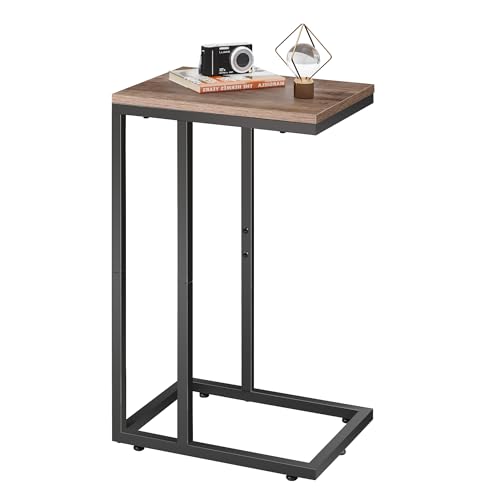 WLIVE Mesa Auxiliar Salon de Estilo Industrial, Mesa Lateral Estrecha para Dormitorio, Mesa de Café, FÁcil de Montar, 38,5 x 30 x 62cm,Marrón