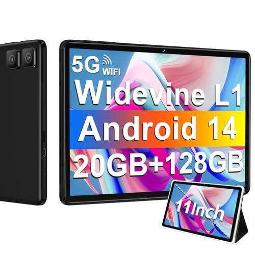 37% DESCUENTO Tablet 11 Pulgadas Android 14 con 8000 mAh + Carga Rápida 18W, 13MP + 5MP, 20GB RAM + 128GB ROM (Ampliable a 1TB), Tablets con Widevine L1, 5G Wi Fi, GPS, 8 Cores 2.0 GHz, Face ID, Bluetooth 5.0, Nero