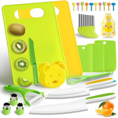 20% DESCUENTO Mactoou Cuchillo Niños, 27 Piezas Juego de Cuchillos para Niños, Utensilios Cocina Montessori no Cortan Dedos, Cuchillos Cocina Niños para Cortar y Cocinar Frutas o Verduras