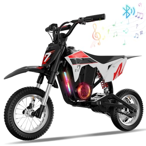 20% DESCUENTO EVERCROSS EV12M Pro Moto Cross Eléctrica, Motocicleta Eléctrica con Motor de 300W, 15KM de Largo Alcance, Neumático de 12», Música Bluetooth, Luces de Colores, Mini Moto para Niños de 3 a 12 Años