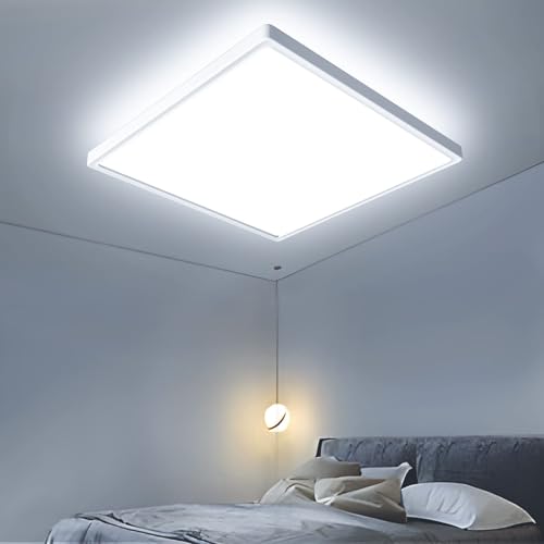OTREN LED Lámpara de Techo, Plafon Techo Cuadrada 6500K, IP44 Luz de Techo Moderno para Dormitorio Infantil Baño Cocina Sala de Estar, 30CM 2400LM