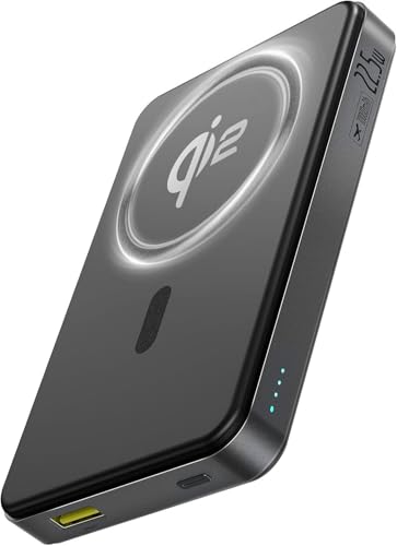 Baseus Magsafe Power Bank, Qi2 Magsafe Powerbank 10000mAh, 15W Inalámbrico Batería Externa Magnética, Mini Power Bank USB C PD 22.5W Carga Rápida, Batería Externa para iPhone 16/15/14/13, Negro