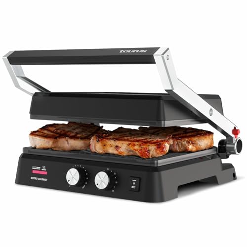 37% DESCUENTO Taurus Grill Bistro 2600W | 2 en 1: Grill y Plancha | 29×23 cm | Placas con Stair System | Dual Heat Tech | Revestimiento Antiadherentes sin PFOA | Bandeja Recogegrasas | Timer de hasta 30 Minutos