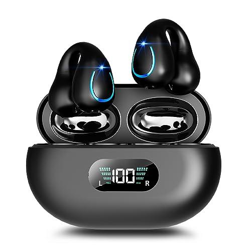 CoolJumper Auriculares Inalámbricos Deportivos, 2024 Auriculares inalámbricos Abiertos Bluetooth 5.4, 36 Horas de reproducción con Pantalla LED, IP7 Impermeable para Running Sport