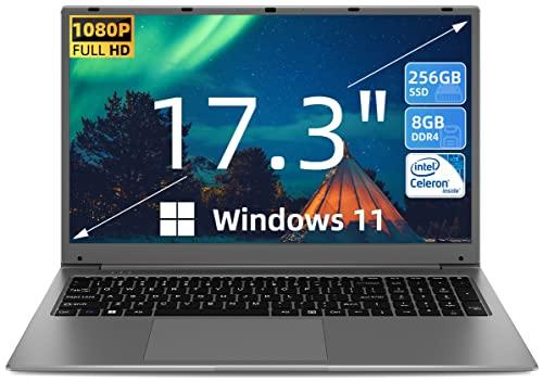 70% DESCUENTO SGIN Ordenador portátil de 17,3 pulgadas, 8 GB de RAM, 256 GB SSD portátil, Celeron Dual Core, Up to 2,8 GHz, FHD, 2.4/5.0G WiFi Bluetooth 4.2, memoria ampliable 512 GB TF