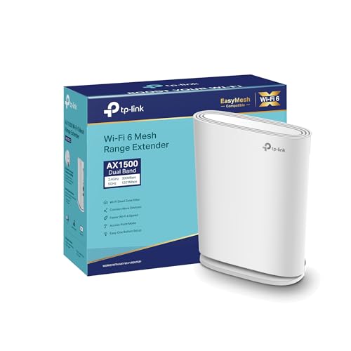 TP Link RE500XD – Repetidor WiFi 6 de Doble Banda, Rendimiento AX1500 Puerto Gigabit 1000 Mbps, Compatibilidad Universal/EasyMesh, Diseño Vertical