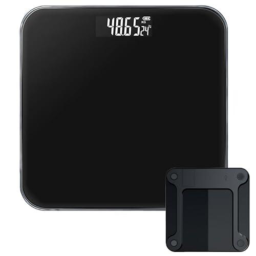 Báscula de Baño Digital con Pantalla LCD, Ultrafina 2 cm, Capacidad 180 kg, Precisión 50 g, Encendido/Apagado Automático (NEGRO)