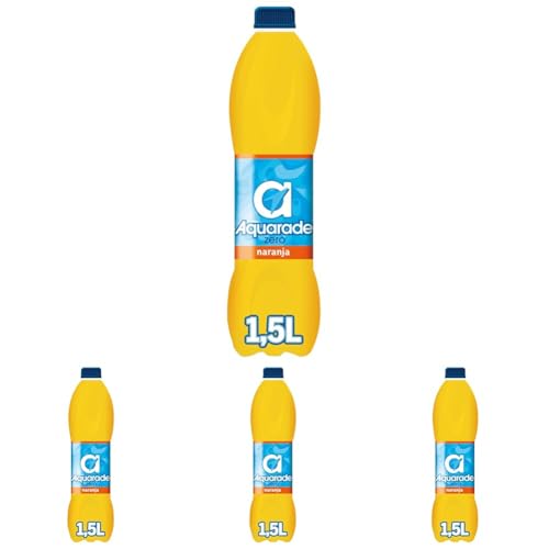 Aquarade sabor naranja, bebida refrescante con sales minerales cero calorías y cero azúcares, botella de 1.5 litro (Paquete de 4)