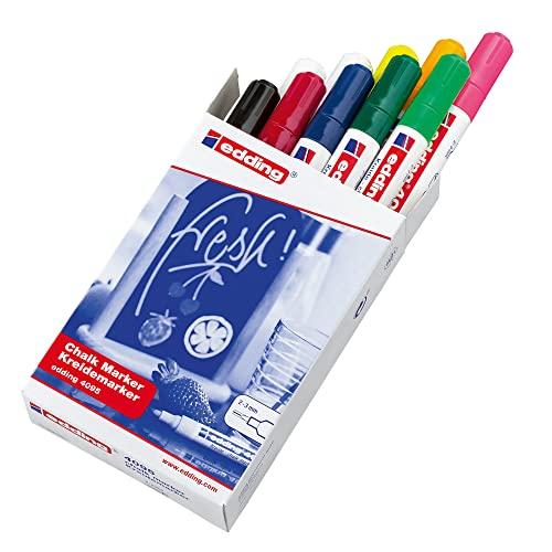 80% DESCUENTO edding 4095 marcador de tiza surtido 10 rotuladores de tiza punta redonda 2 3 mm rotuladores para cristal borrables para pizarras, vidrio y espejos tiza líquida de cobertura opaca