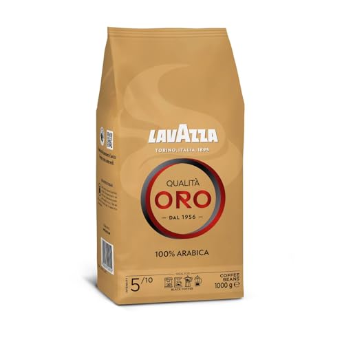 27% DESCUENTO Lavazza, Qualità Oro, Café en Grano Natural, Ideal para la Máquina de Café Espresso, con Notas Aromáticas de Frutas y Flores, 100% Arábica, Intensidad 5, Tueste Medio, Paquete de 1 kg