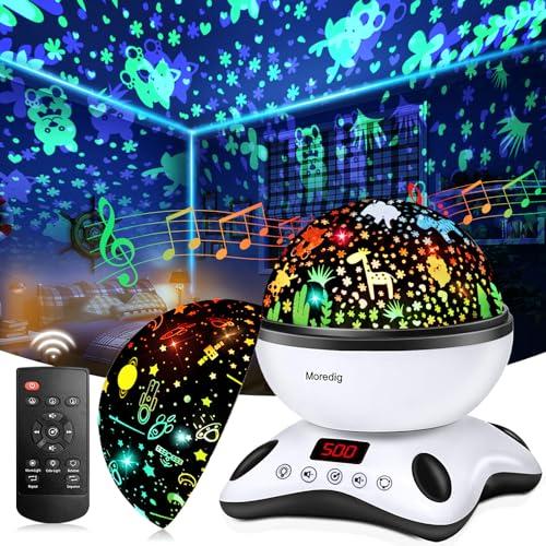 29% DESCUENTO Moredig Lampara Proyector Estrellas Bebe, 360° Rotación Proyector Bebes Luces y Musica con Temporizador y Control Remoto, 8 Modos Romántica, Perfecto Regalo Navidad para Bebés, Niños   Negro