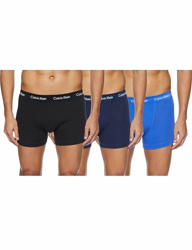 45% DESCUENTO Calvin Klein Trunk 3pk Boxer, Multicolor (C black/Blu/Blu), L Hombre