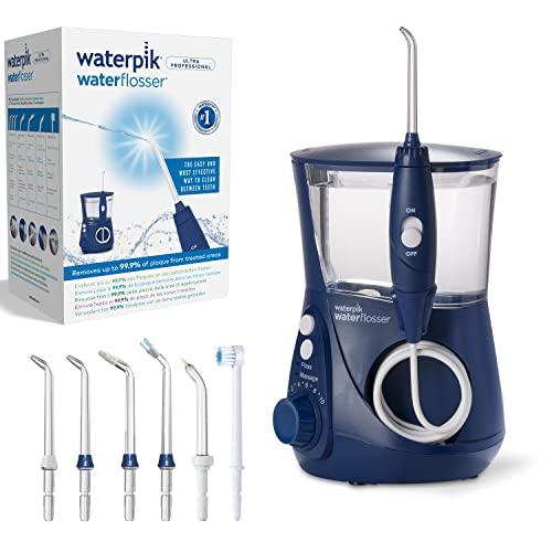 35% DESCUENTO Waterpik Ultra Irrigador Dental de Sobremesa Profesional con Agua a Presión y Sistema Avanzado de Control de Presión con 10 Posiciones con 7 Boquillas, Eliminación de Placa Dental, Azul (WP 663UK EU)