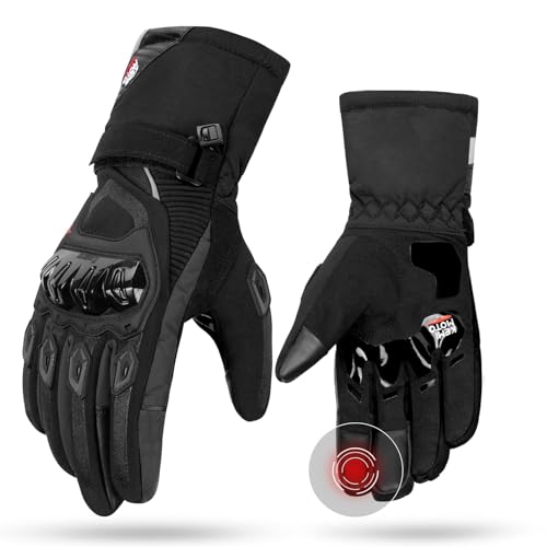 23% DESCUENTO KEMIMOTO Guantes Moto Invierno, Guantes Moto Hombre con Impermeable de Manera Eficiente, Guantes Moto Homologados con Pantalla Táctil para Deportes al Aire Libre Esquí Motociclismo