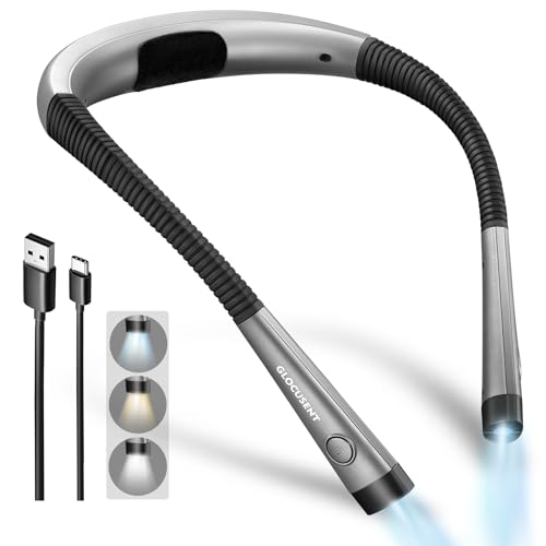 40% DESCUENTO Glocusent Luz de Lectura, Lampara Libro de Lectura Recargable, 3 Colores, 6 Niveles de Iluminación, Brazos Flexibles, Larga Duración, Perfecto para Leer, Tejer, Acampar, Reparar