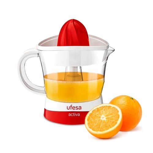 48% DESCUENTO Ufesa EX4936 Exprimidor Eléctrico para Cítricos y Naranjas, 25 W, 0.7 litros, Plástico, Blanco/Rojo