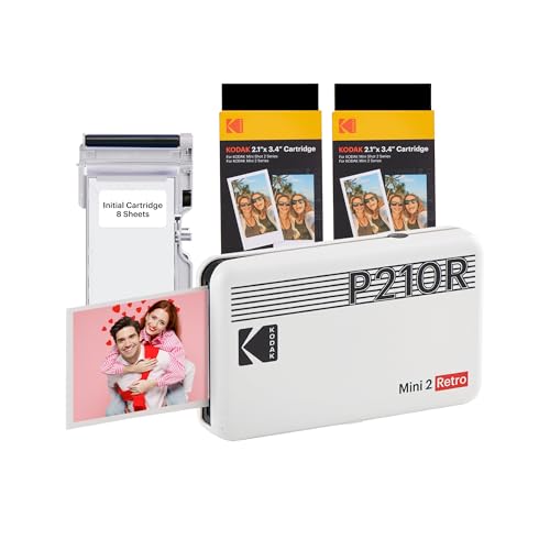 57% DESCUENTO Kodak Mini 2 Retro Navidad Regalos 4Pass, Impresora Fotográfica + 68 Fotos, Fotos Instantáneas Tamaño 54X86mm, Conexión Inalámbrica Bluetooth Blanco
