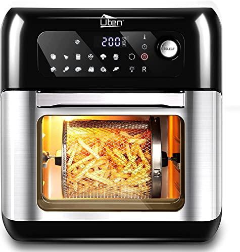 52% DESCUENTO Uten Freidora de Aire sin Aceite 10L, Horno de Aire Caliente 1500W, 12 Programas, Pantalla Táctil LED, 6 Accesorios, Sin BPA ni PFOA, Cocina Rápida y Saludable, Receta en PDF