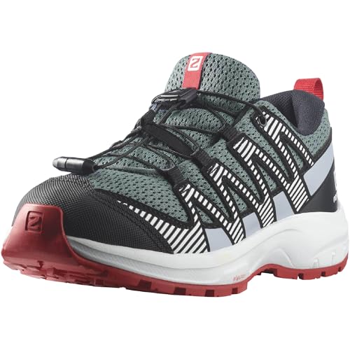35% DESCUENTO Salomon XA Pro V8 Zapatos unisex para niños de senderismo y carrera, Ajuste preciso, Agarre en todo tipo de terrenos, Look deportivo, Stormy Weather, 35