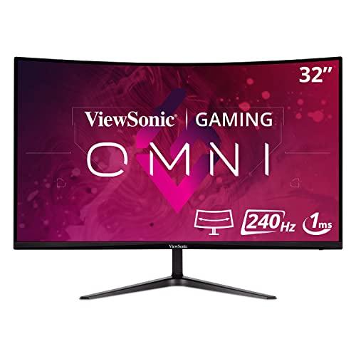 27% DESCUENTO ViewSonic VX3219 PC MHD Monitor Gaming Curvo FHD de 32″, 240 Hz, 1 ms, sincronización adaptativa, Dos Altavoces Integrados, 2 HDMI, DisplayPort