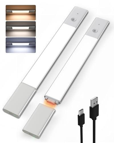 25% DESCUENTO EZVALO LED 38CM Luz Armario con Sensor de Movimiento, Batería 2200mAh, 3 Modos de Iluminación y 3 Colores,Luz Inalámbrica para Escaleras,Cocinas, Armarios (2 piezas) [eficiencia energética A]