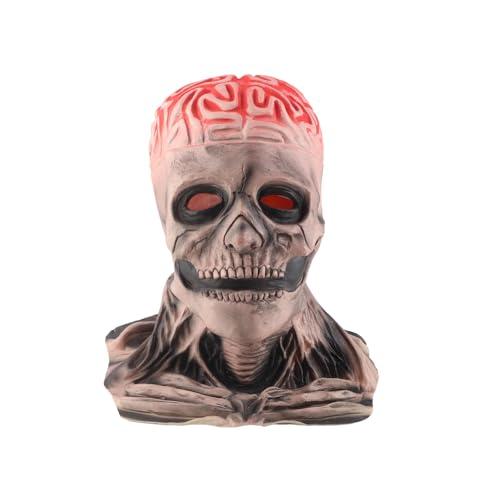 Gintdinpu Máscara de Calavera de Halloween Espeluznante, la última máscara bioquímica de Esqueleto para Calavera de Halloween 2021, Puede Cubrir la Parte Superior del Cuerpo, mandíbula móvil