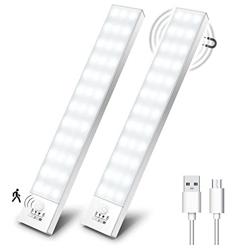 55% DESCUENTO OUILA Luz LED Armario con Sensor Movimiento Blanco Natural 5000K 36 LEDs 4 Modos Luz LED Magnética Adhesiva USB Recargable 1000mAh Luz Nocturna para Guardarropa, Escaparate,Entrada 2 Piezas