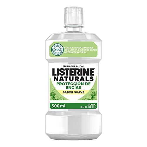 34% DESCUENTO Listerine Naturals (1 x 500 ml), enjuague bucal sin alcohol sabor menta, colutorio bucal que protege las encías, elixir bucal con fórmula biodegradable e ingredientes naturales