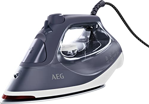 AEG SI6 1 2MN Plancha de Vapor 2400W, Golpe de Vapor 200g/min, Vapor Continuo 40g/min, Función Antigoteo y Antical, Suela Cerámica, Sensor apagado, Calentamiento rápido, 330ml, Azul