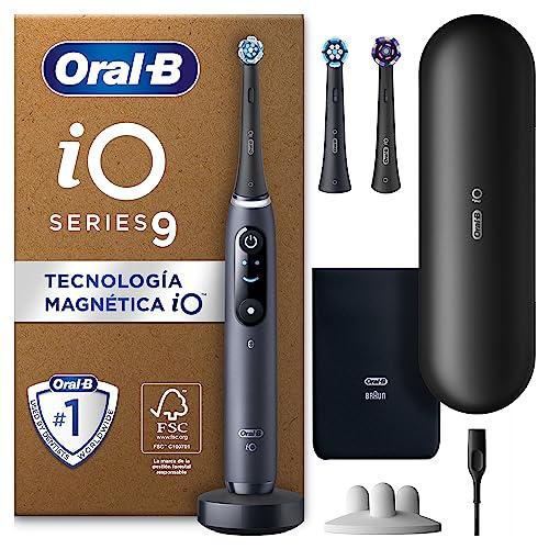 30% DESCUENTO Oral B iO 9 Cepillo de Dientes Eléctrico con Mango Recargable, 3 Cabezales y Estuche de Viaje con Cargador, Diseñado Por Braun   Negro