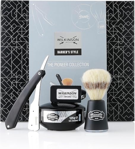 41% DESCUENTO Wilkinson Sword Kit de Afeitado Clásico Manual Set Regalo para Hombres. Incluye: Navaja de Afeitar Clásica + 5 Cuchillas de Doble Hoja + Brocha de Afeitar + Jabón de Afeitado