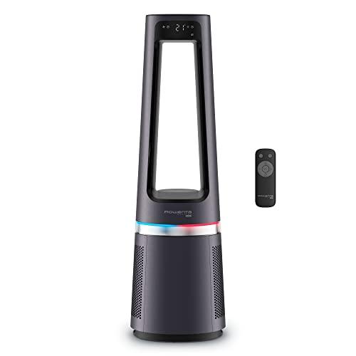 34% DESCUENTO Rowenta Eclipse 3 en 1 QU5062 Ventilador, purificador y calefactor de 2100 W, filtra hasta el 99,95 % partículas, silencioso, oscilación, luz decorativa, encendido programable, plata