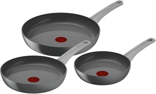 27% DESCUENTO Tefal Renew On – Juego 3 Sartenes 20/24/28 cm de aluminio 100% reciclado, revestimiento antiadherente cerámico sin PFOA, Thermo Signal, embalaje 90% reciclado, todo tipo de cocinas