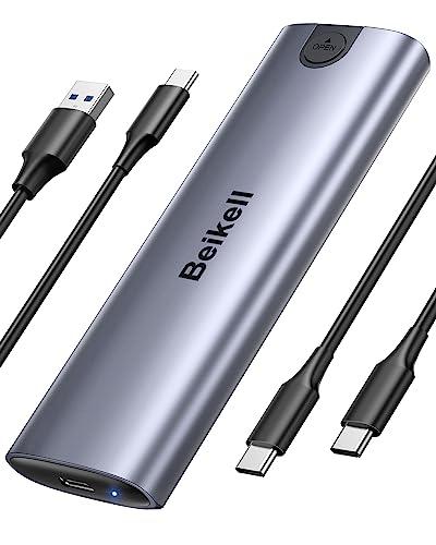 25% DESCUENTO Beikell Carcasa M.2 NVMe SSD, Sin Herramientas USB 3.2 Gen 2×1 10Gbps Carcasa Adaptador, Caja Disco Duro Soporte 2230/2242/2260/2280 M.2 NVMe/SATA SSD de M Key o M+B Key con USB C C y USB A C Cables