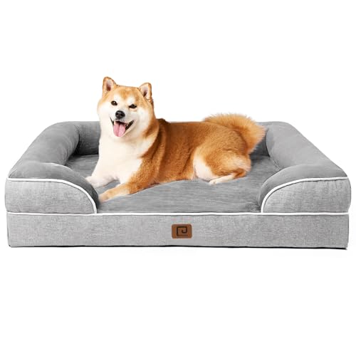 20% DESCUENTO EHEYCIGA Cama Perro Grande 91x68x16cm, Colchon Perro Grandes Impermeable Lavable con Espuma Viscoelástica, Sofá Perro Desmontable, Gris