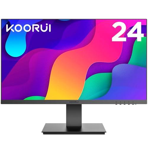 31% DESCUENTO KOORUI Monitor de 24″ Full HD (1920 x 1080, 24 Pulgadas, 75 Hz, IPS, 5 ms, 16:9, HDMI, VGA, VESA) FlickerFree Low Blue Light