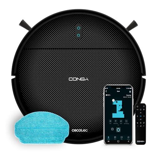 35% DESCUENTO Cecotec Robot Aspirador con Navegación Giroscópica Conga 999 Map Genesis. Motor de Succión 2000Pa, 2 Cepillos Laterales, Mopa de Fregado, Autonomía 120 mins, Control con App y Mando