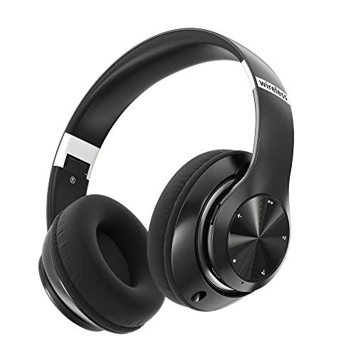 30% DESCUENTO 9S Auriculares Inalambricos Bluetooth Plegables, 60 Horas de Reproducción, Cascos Diadema Estéreo HiFi con Micrófono, 6EQ Modos, Soporte Micro TF/FM, Para PC/TV/Fones. (1 Negro)