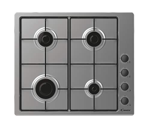23% DESCUENTO Candy Idea CHW6LBX/4U2, Placa de Gas, 4 Fuegos, 60CM, Gas Natural Adaptable a Gas Butano, 7,2KW de Potencia, Mandos Independientes Laterales, 2 Rejillas, Sistema de Seguridad en Llama, Inox