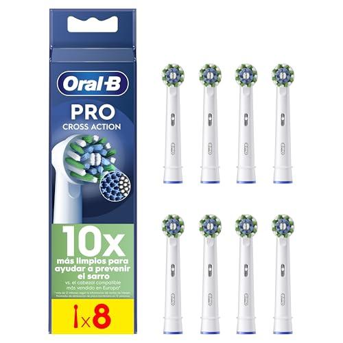32% DESCUENTO Oral B Pro CrossAction Recambios para Cepillo de Dientes Eléctrico, Pack de 8 Cabezales, Blanco Originales