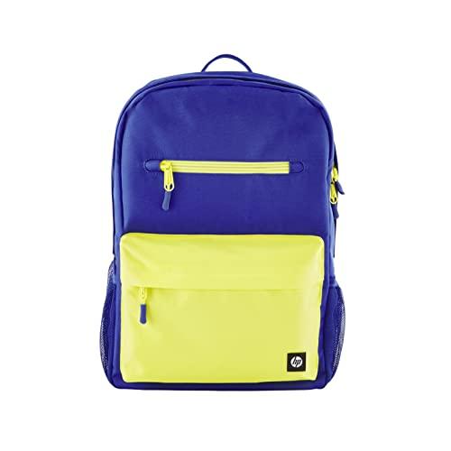 HP Campus Mochila para Portatiles de hasta 15,6″ (Capacidad 17 L, Impermeable, Cremallera Doble con Candado, Correas Ligeras y Acolchadas, Bolsillo Flotante) Color Azul y Lima