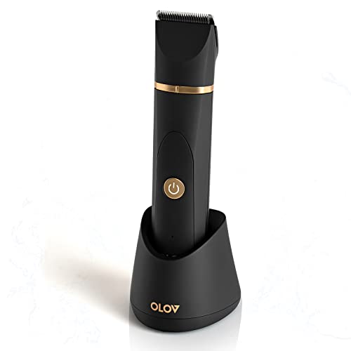33% DESCUENTO OLOV Afeitadora Corporal Masculina, Depiladora Corporal Hombre con Cuchilla de Cerámica Desmontable, Cortapelos Nariz, Base de Recarga USB, Impermeable para Axilas, Pechoy Piernas y Genitales,Negro
