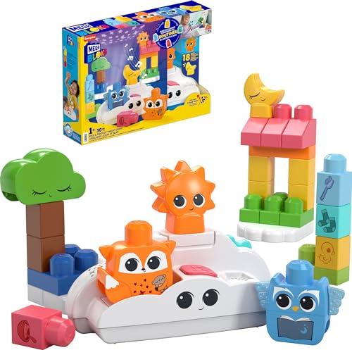 25% DESCUENTO MEGA Bloks Levantarse y dormirse Lamparita de Noche con luz quitamiedos, Juguete de Bloques de construcción con Luces y Sonidos, para bebé +1 año (HTH43)