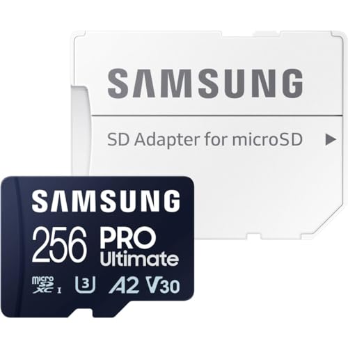 42% DESCUENTO Samsung PRO Ultimate Tarjeta de Memoria MicroSD con Lector USB, 256 GB, 200 MB/s y 130 MB/s, UHS I, C10, U3, V30, A2, 4K UHD, Apta para Smartphone, Tablet, GoPro, DJI Dron, Steam Deck (MB MY256SB)