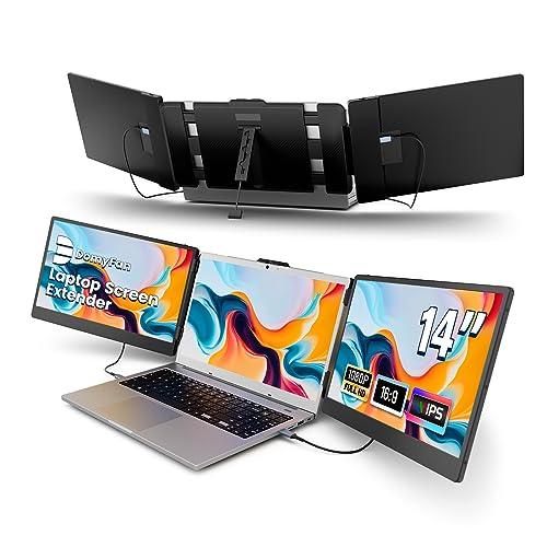 22% DESCUENTO domyfan Monitor Portátil para Portátil,14″ FHD 1080P IPS Triple Extensor de Pantalla para Portátil Compatible con 13.3 » 17″ Mac, Windows,Android,Chrome,Switch,PS