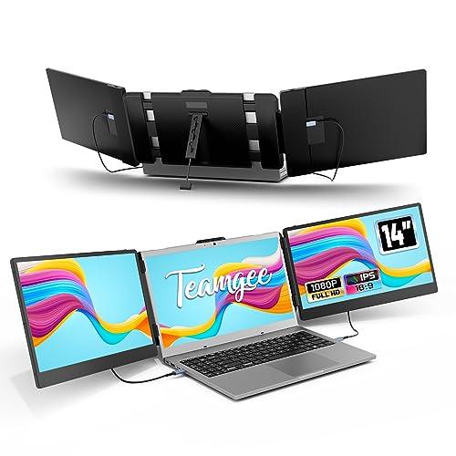 23% DESCUENTO Teamgee Monitor Portátil, 14″ FHD 1080P IPS Extensor de Pantalla para Portátil con Soporte Incorporado Dos Altavoces, HDMI/USB A/Tipo C Plug and Play de 13″ 17″ (Mac, Wins, Android, Dex)