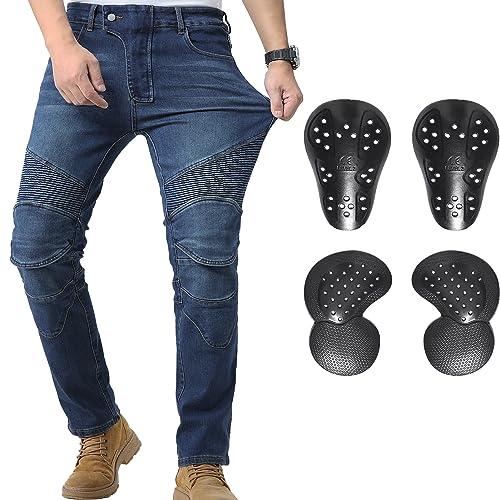 25% DESCUENTO CTBQiTom Pantalones Vaqueros de Moto para Hombre, con Armadura CE Extraíble,Azul,36W/31L