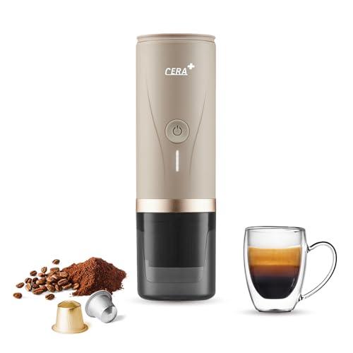 31% DESCUENTO CERA+ Máquina de Espresso Eléctrica Portátil Auto calentamiento en 3 4 Minutos, Cafetera Mini de 20 Bares con Batería Recargable. Compatible con Cápsulas NS y Café Molido, Crema