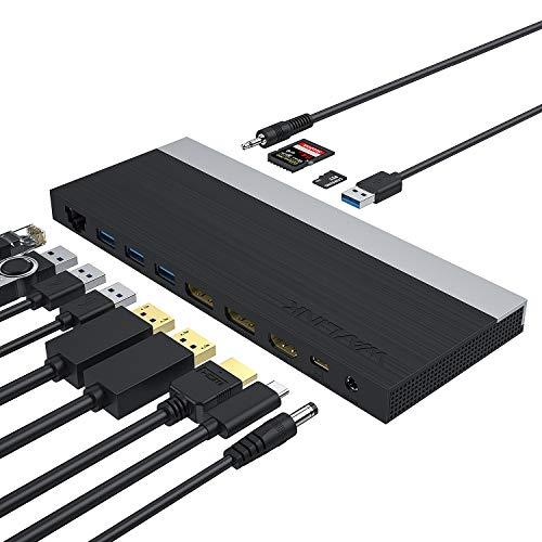 WAVLINK Docking Station USB C 13in1 Hub,Soporta Triple 4K Display con HDMI,2DisplayPorts,100W PD,Ethernet,Micro SD&SD Card Reader,4USB 3.0 & 1USB C Port ect… para Windows/Mac y más